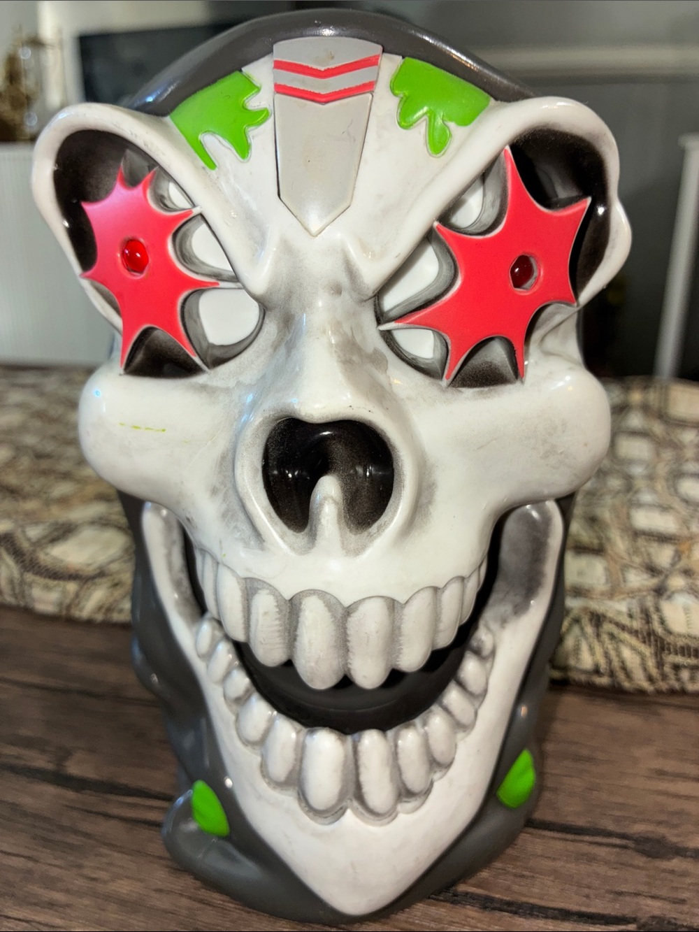 Monster Jam Cup Skull Decorative Figure with Pink and Green Accents